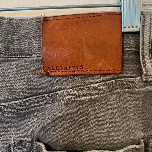 ALL SAINTS Hidden Button Fly Gray Cigarette Jeans Size 28 - Picture 7 of 8
